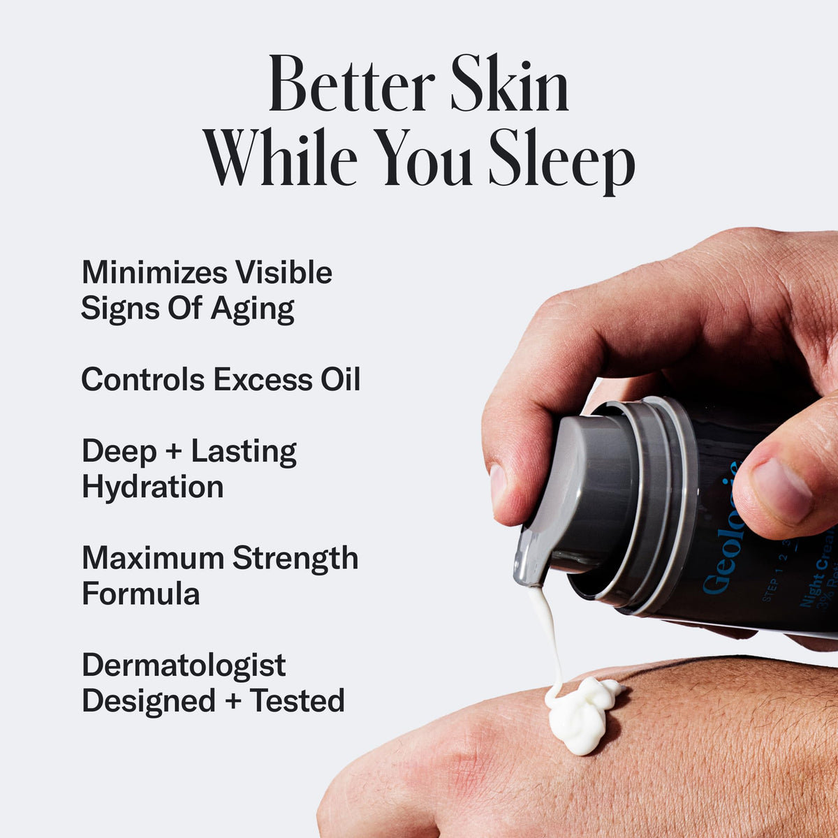 Geologie open jar texture highlighting creamy retinol hydration