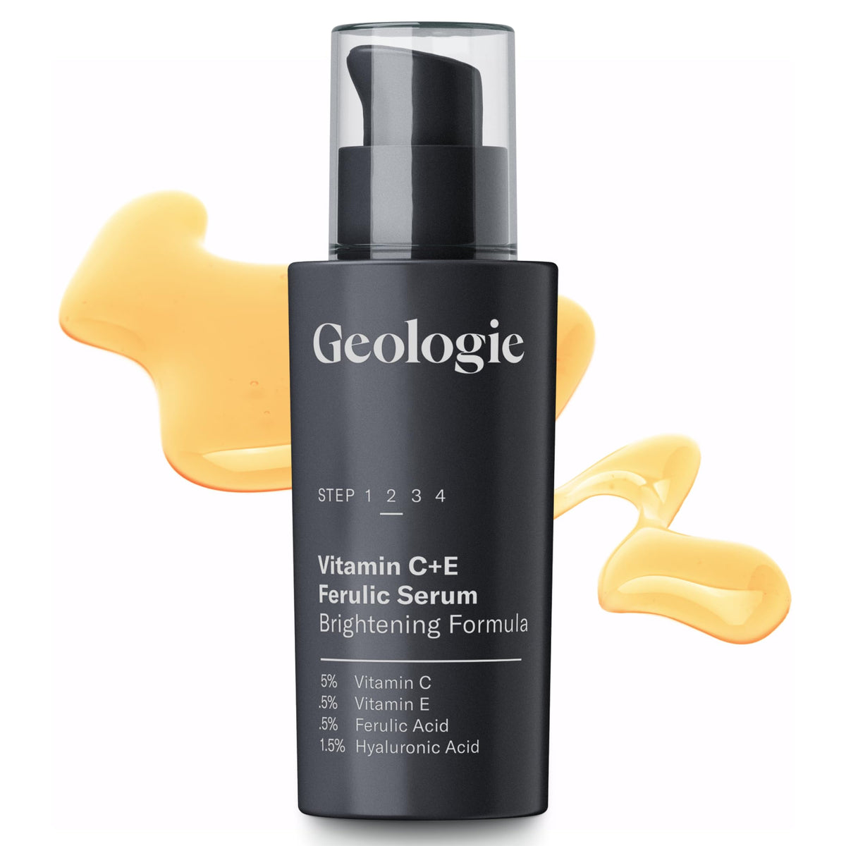 Geologie bottle front packaging showing label and stabilized design benefit