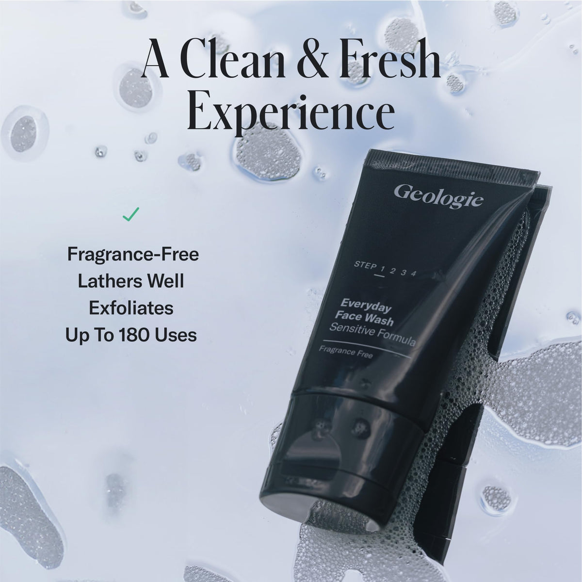 Geologie being used in shower demonstrating twice-daily routine convenience