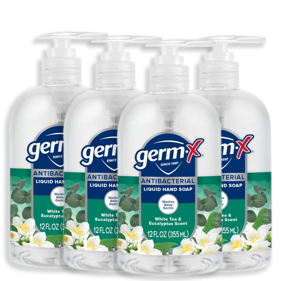 Germ-X front pump bottle showing label and pump, convenient for counters