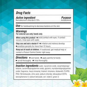 Germ-X label closeup showing pH-balanced and dermatologist-tested information