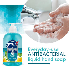 Germ-X lather texture on palm highlighting moisturizing rich foam