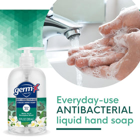 Germ-X soap lather texture on hand, moisturizing foam for gentle cleanse