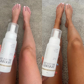 Get Into The Limelight mousse applied to hand with mitt showing even coverage