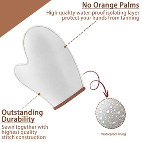 G GAIYAH velvet tanning mitt closeup highlighting soft fabric and smooth, streak-free application