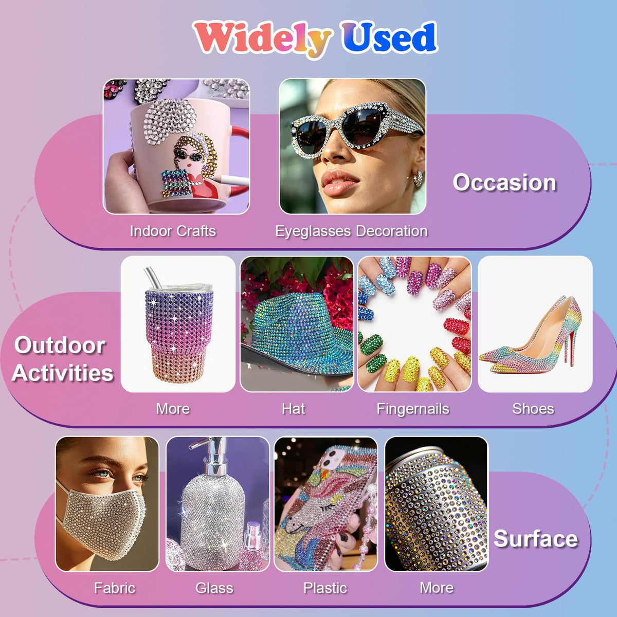 GGDECA rhinestones decorating an acrylic tumbler for durable shine