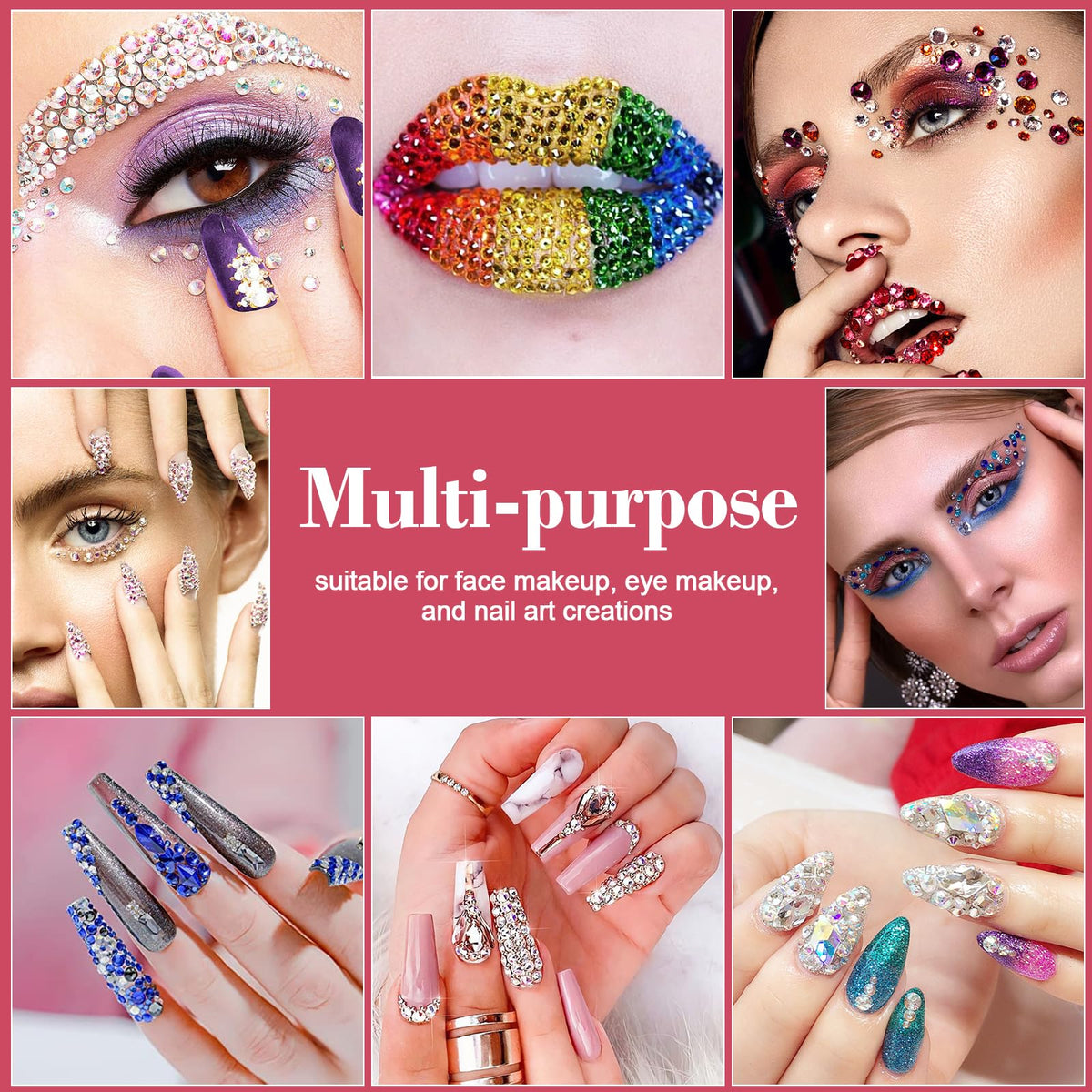 GGDECA rhinestones applied to nail art demonstrating bright decorative finish