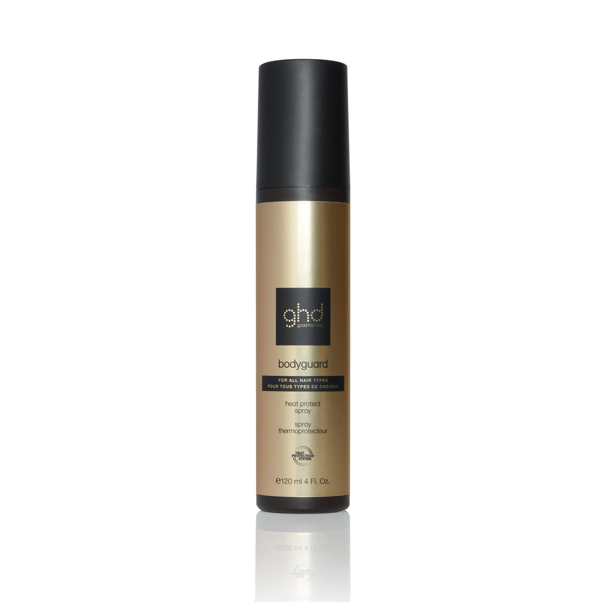 ghd Bodyguard front bottle showing label and compact 4 fl oz size benefit