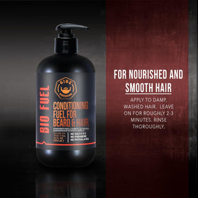 GIBS Biofuel being applied to a beard demonstrating softening and easier styling