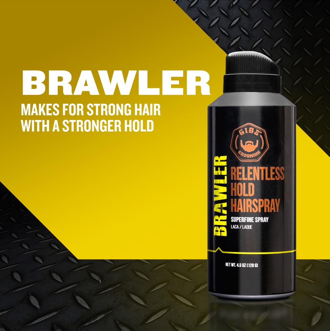 GIBS hairspray in use on model for all-day style support