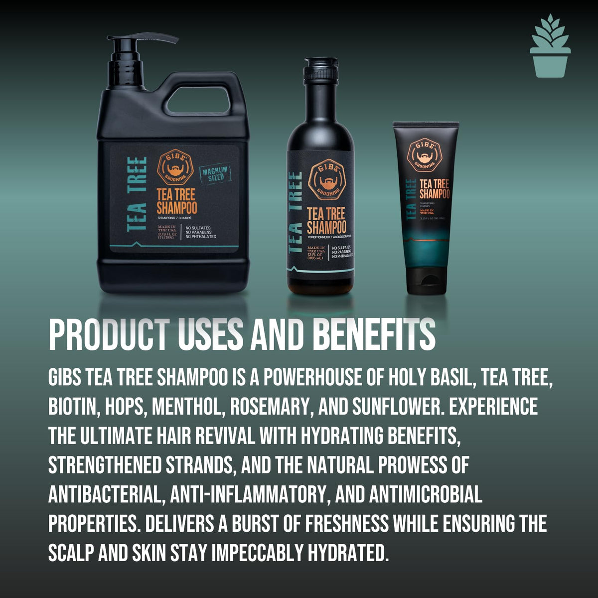 GIBS Grooming close label and cap detail highlighting ingredients and benefit of gentle formula