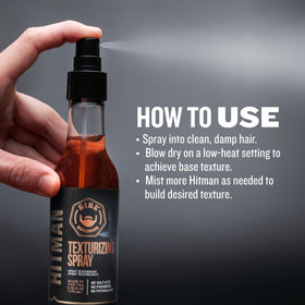 GIBS Hitman lifestyle usage man applying spray to beard for fuller, styled look