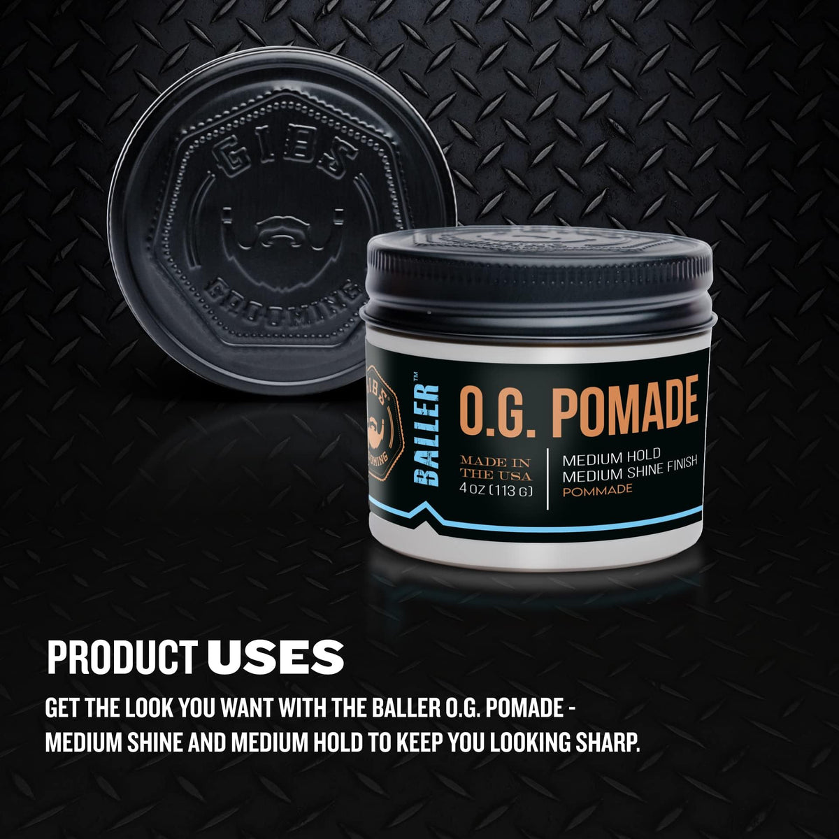GIBS O.G. BALLER side label highlighting made in USA reassurance benefit