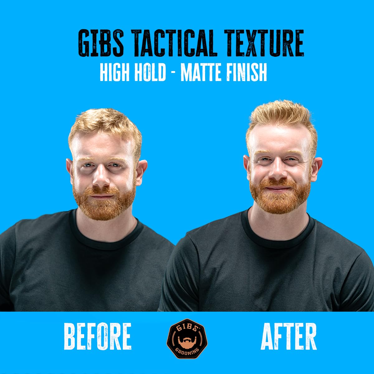 GIBS Tactical Texture jar beside a razor for scale showing compact travel-friendly benefit