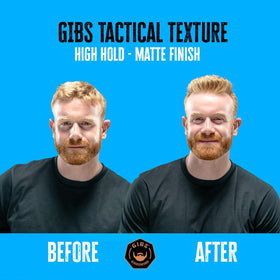 GIBS Tactical Texture jar beside a razor for scale showing compact travel-friendly benefit
