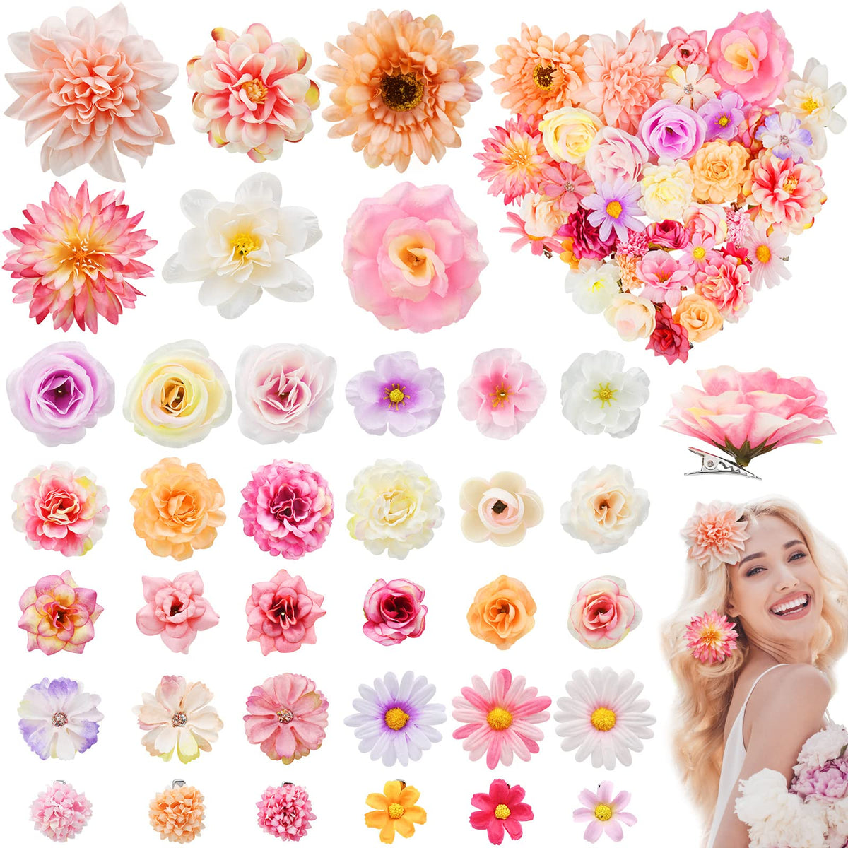 Giesiery front pack showing 36 floral clips, perfect set for weddings