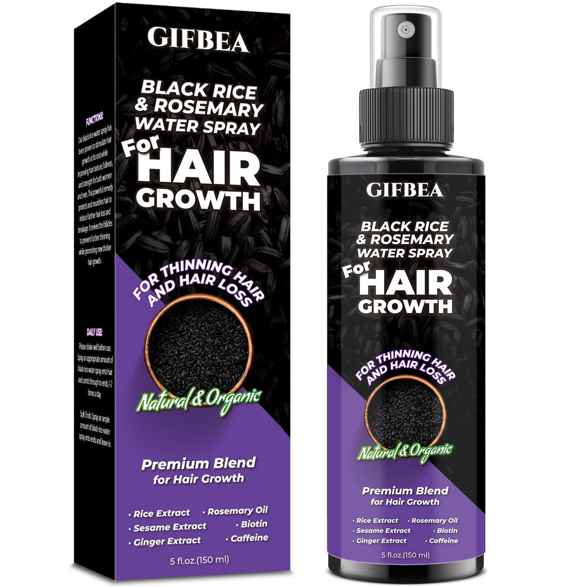 gifbea front bottle showing rosemary-scented mist for nourished hair