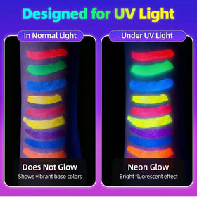 GIFTMISSU ten vibrant neon colors laid out to compare hues and brightness