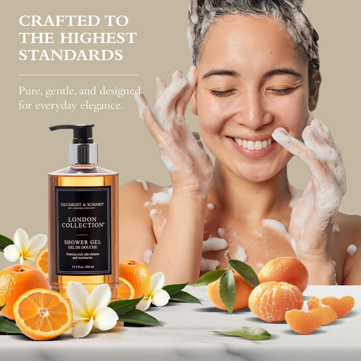 gilchrist & soames fragrance notes graphic with mandarin gardenia amber aroma benefit