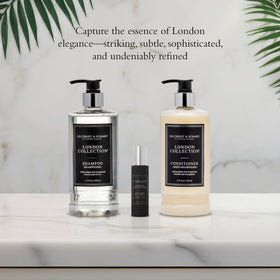 Gilchrist & Soames conditioner staged with towel and brush for salon-style care