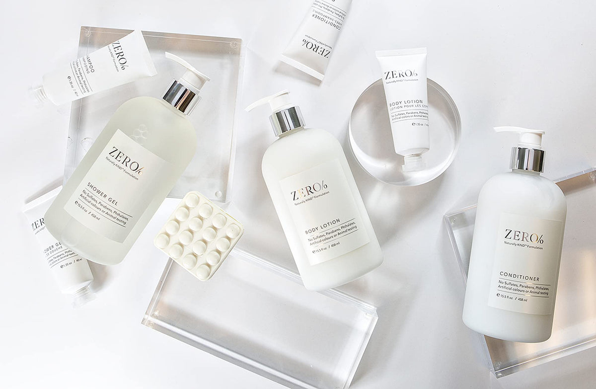 Gilchrist & Soames label detail close-up highlighting zero% claims and ingredient focus