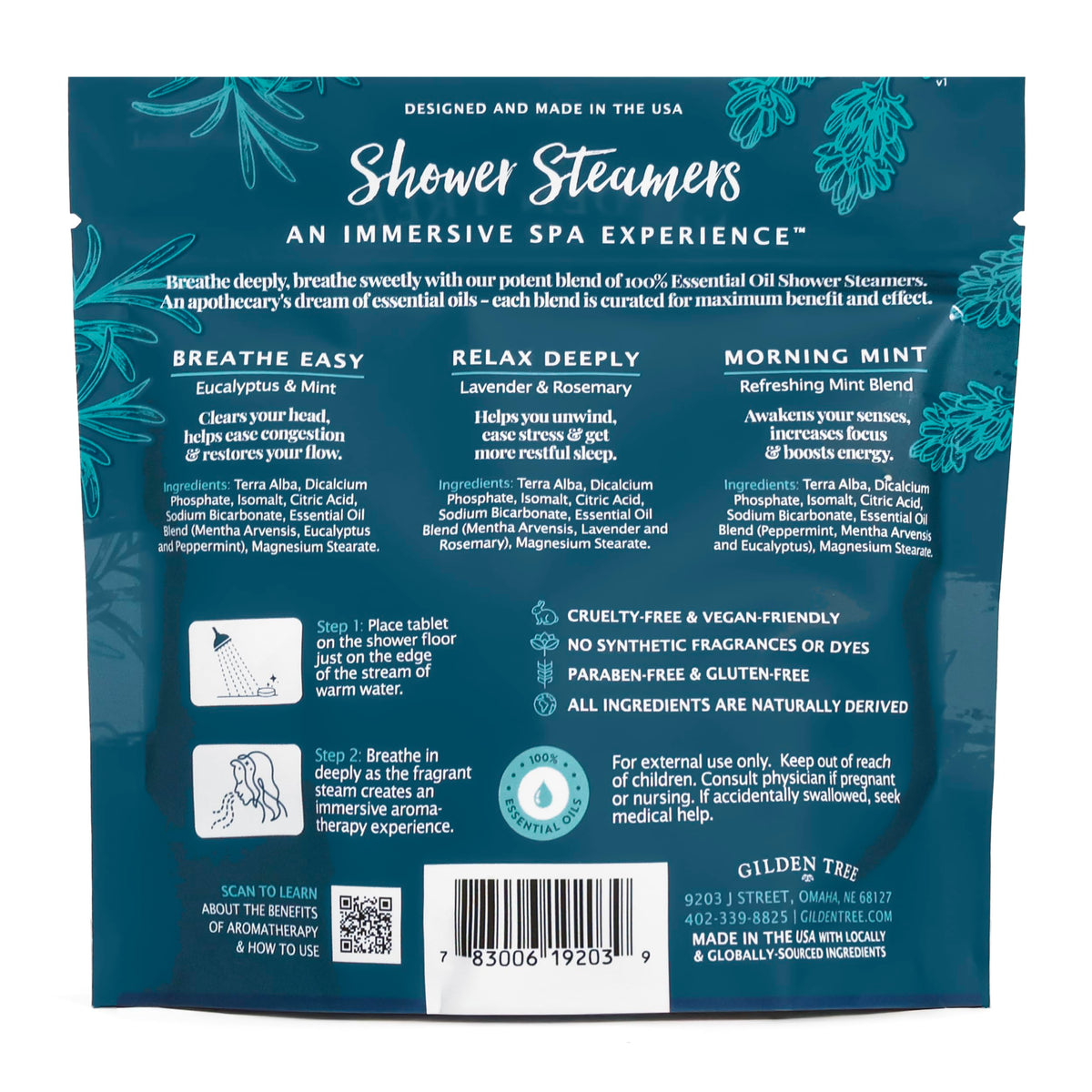 GILDEN TREE bathroom lifestyle scene showing calming spa-like shower benefit