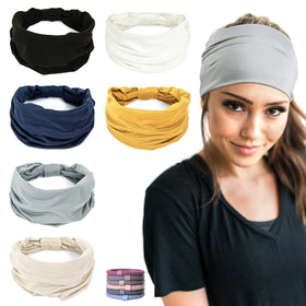 GiLi front view of six-pack headbands showing colors and included hair ties for outfit matching
