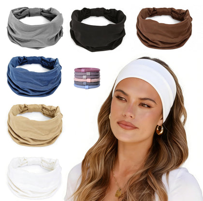 GiLi front view of six-pack headbands showing colors and packaging benefit