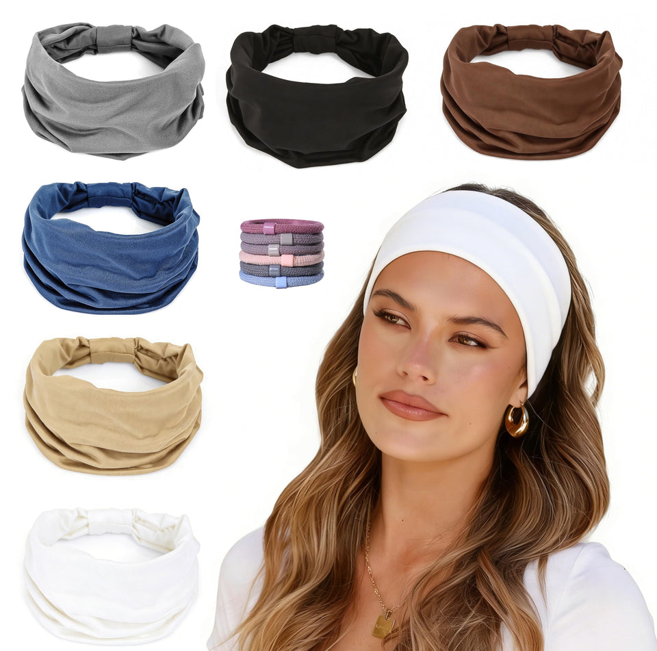 GiLi front view of six-pack headbands showing colors and packaging benefit