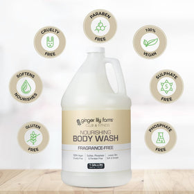 Ginger Lily Farms label close-up highlighting aloe ingredient and natural botanicals