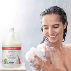 Ginger Lily Farms bottle staged in spa setting conveying clean, refreshed skin
