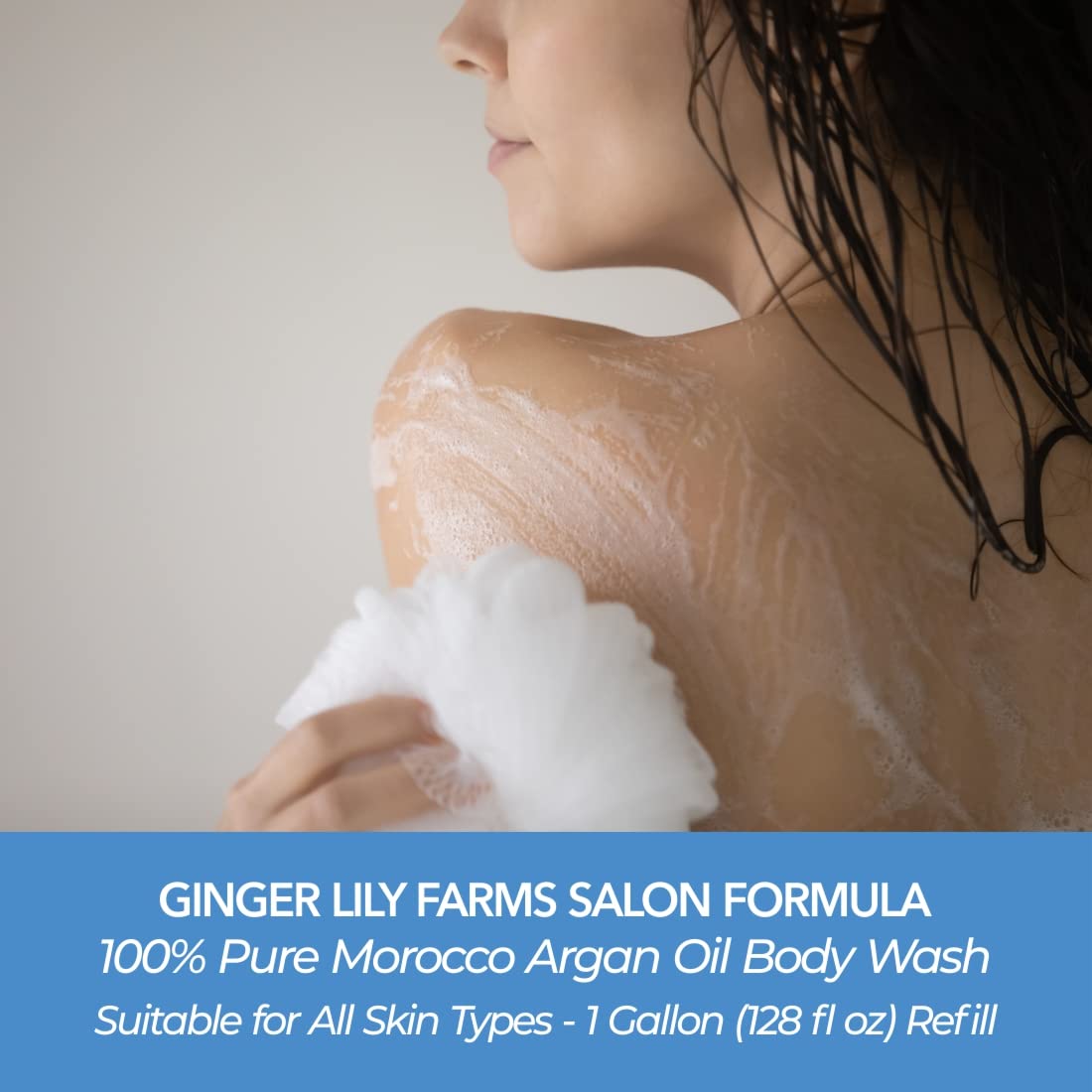 Ginger Lily Farms rich lather on hand showing gentle cleansing benefit