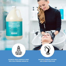 Ginger Lily Farms refilling shower dispenser from gallon demonstrating eco-friendly refill benefit