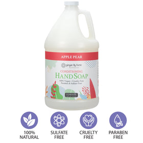 Ginger Lily Farms gallon next to hand showing scale and volume advantage