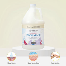 Ginger Lily Farms bottle with dispense station shows refill compatibility for gyms