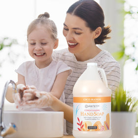 Ingredient and PETA certification label on Ginger Lily Farms jug indicating cruelty-free