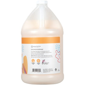 Ginger Lily Farms hand soap being poured from gallon refill for easy dispenser refill