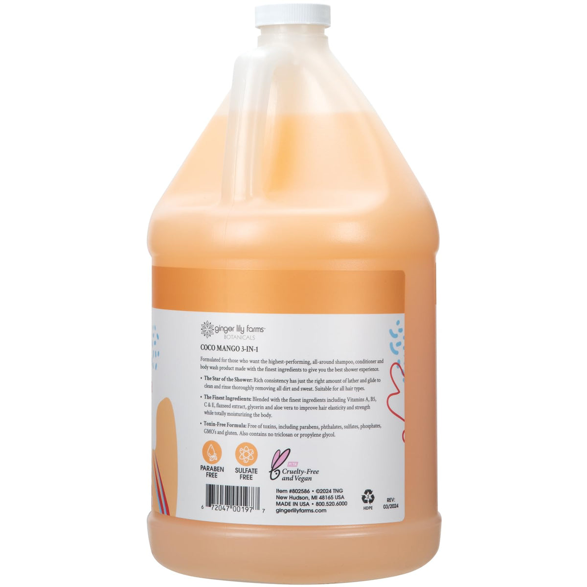 Ginger Lily Farms Coco Mango poured from dispenser demonstrating easy refill
