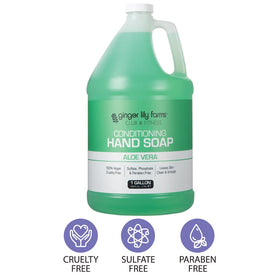 Ginger Lily Farms soap dispensed into hands showing gentle cleansing action