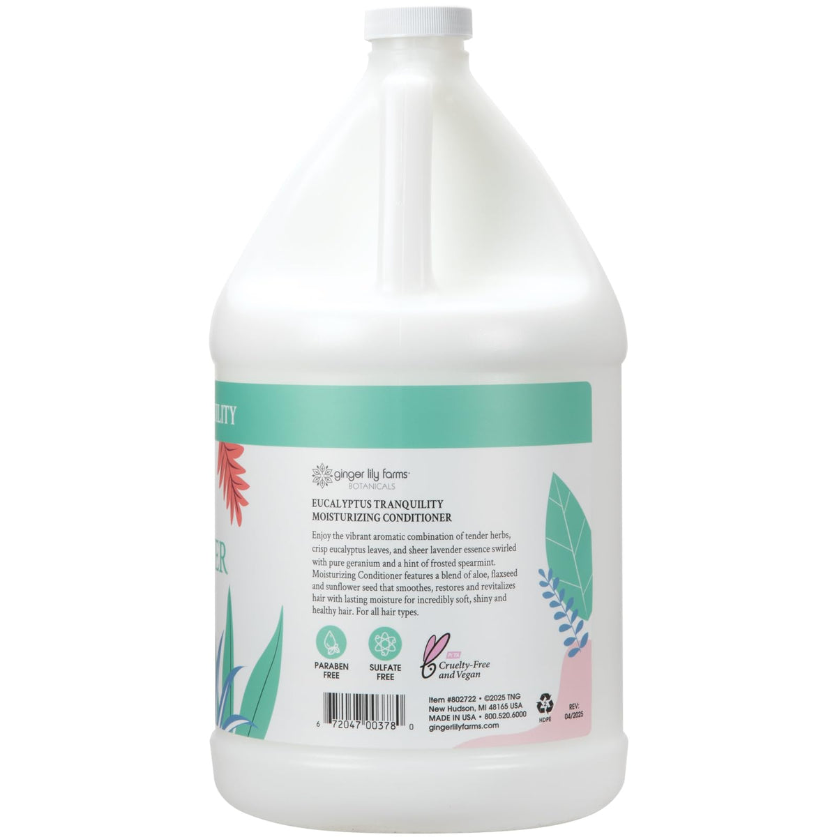 Ginger Lily Farms label close-up highlighting ingredients and vegan benefit