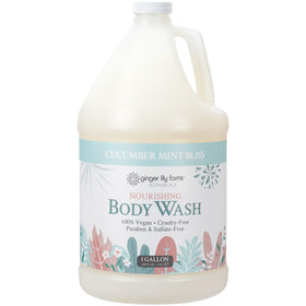 Ginger Lily Farms gallon front view showing product and refill benefit