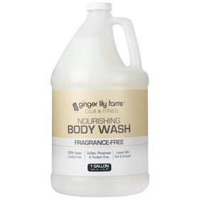 Ginger Lily Farms front view of 1-gallon refill showing clean branding and label benefits
