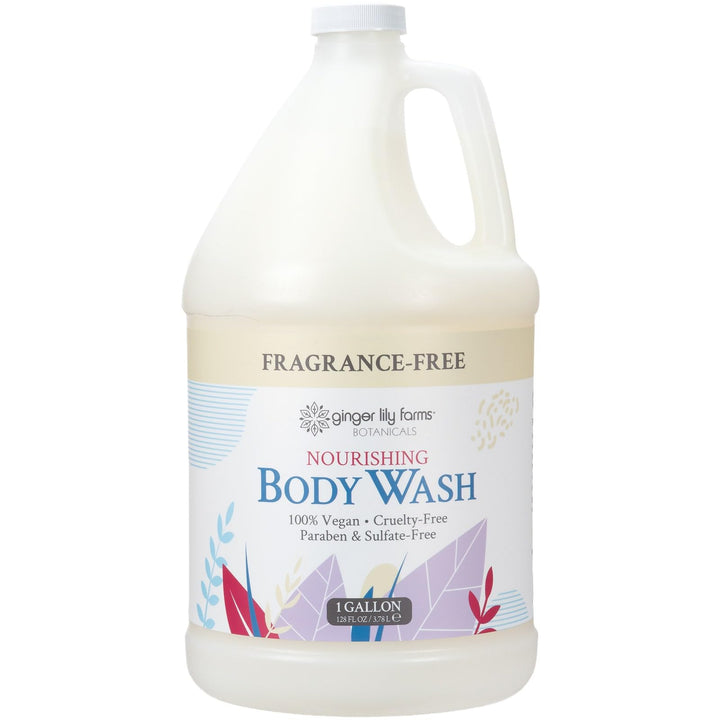Ginger Lily Farms front gallon packaging shows clean refill option and label benefits