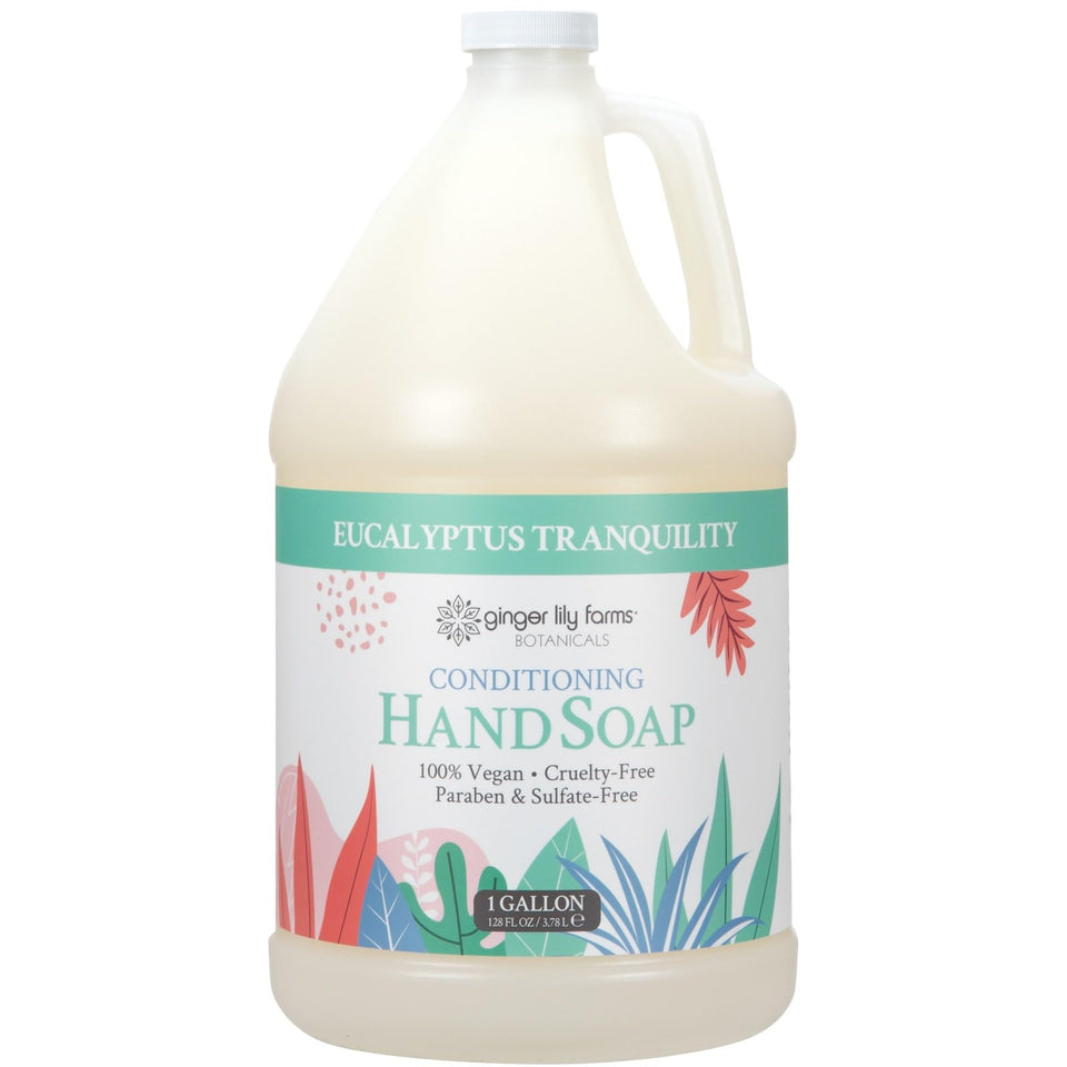 Ginger Lily Farms front gallon packaging showing label and size benefit