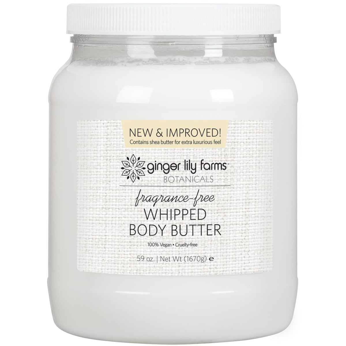 Ginger Lily Farms front jar view showing clean labeling and generous size for value