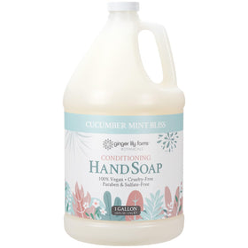 Ginger Lily Farms front label on gallon showing scent and vegan benefit