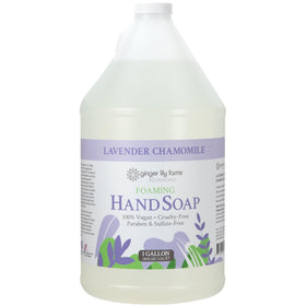 Ginger Lily Farms front label on 1-gallon refill showing product name and scent benefits