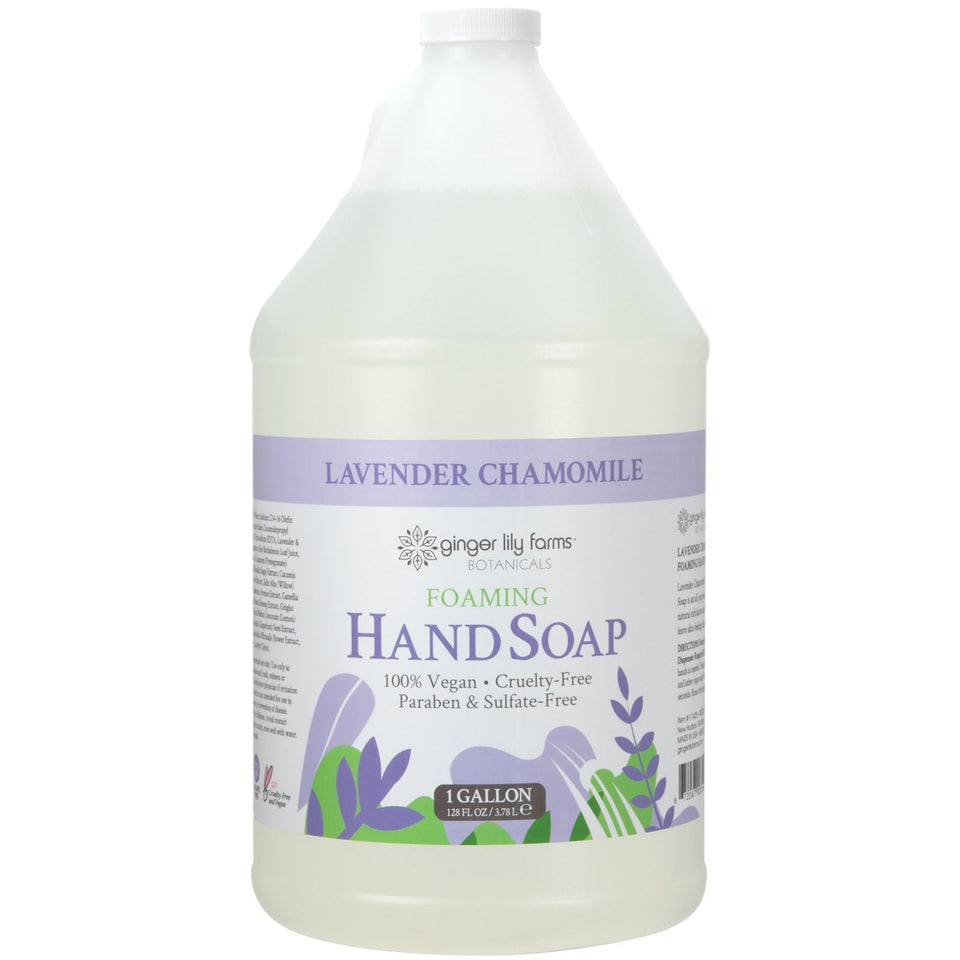 Ginger Lily Farms front label on 1-gallon refill showing product name and scent benefits