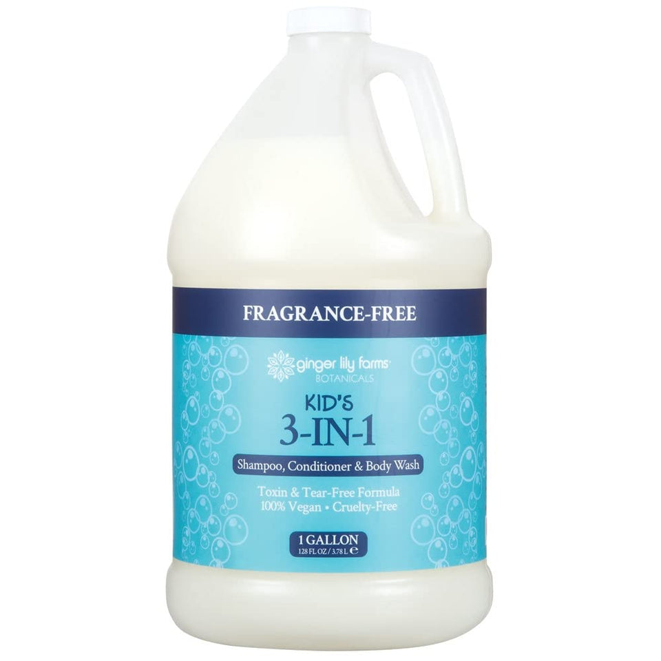 Ginger Lily Farms gallon front label showing product name and tear-free benefit