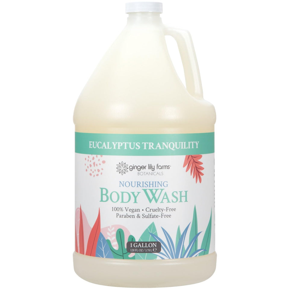 Ginger Lily Farms front packaging showing gallon refill and branding benefits